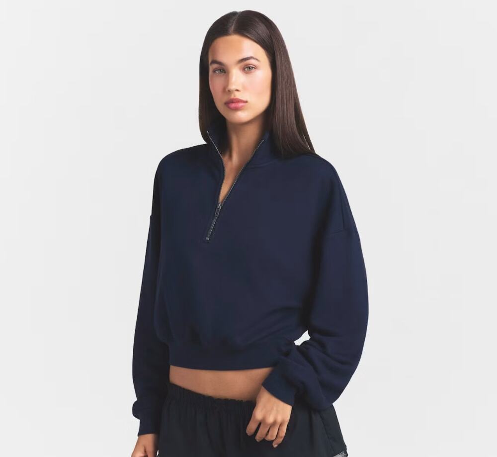 SKIMS | NWT Drapey French Terry Half Zip Pullover Navy XL